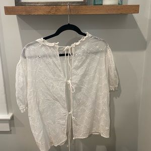 NWOT free people white eyelet open back top